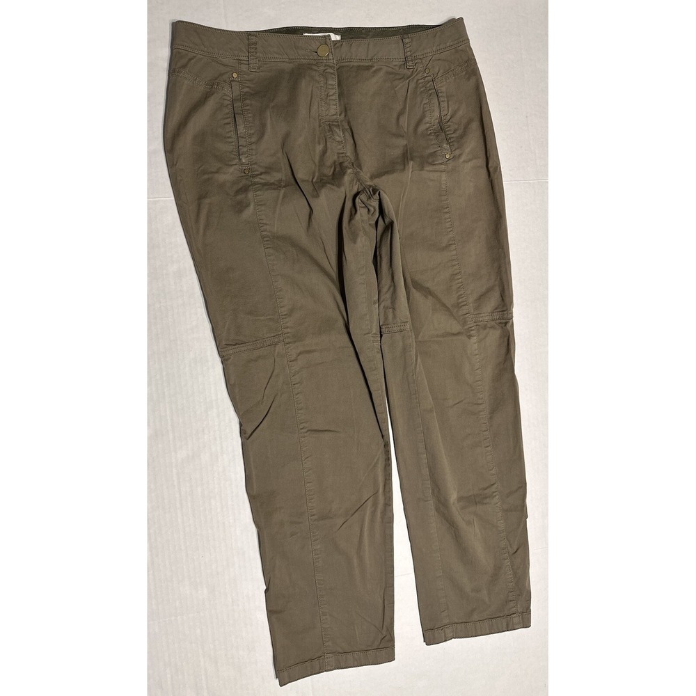 Chico's Khaki‎ Green Straight Leg Pants Size 10 (1.5) Zip Pockets Casual